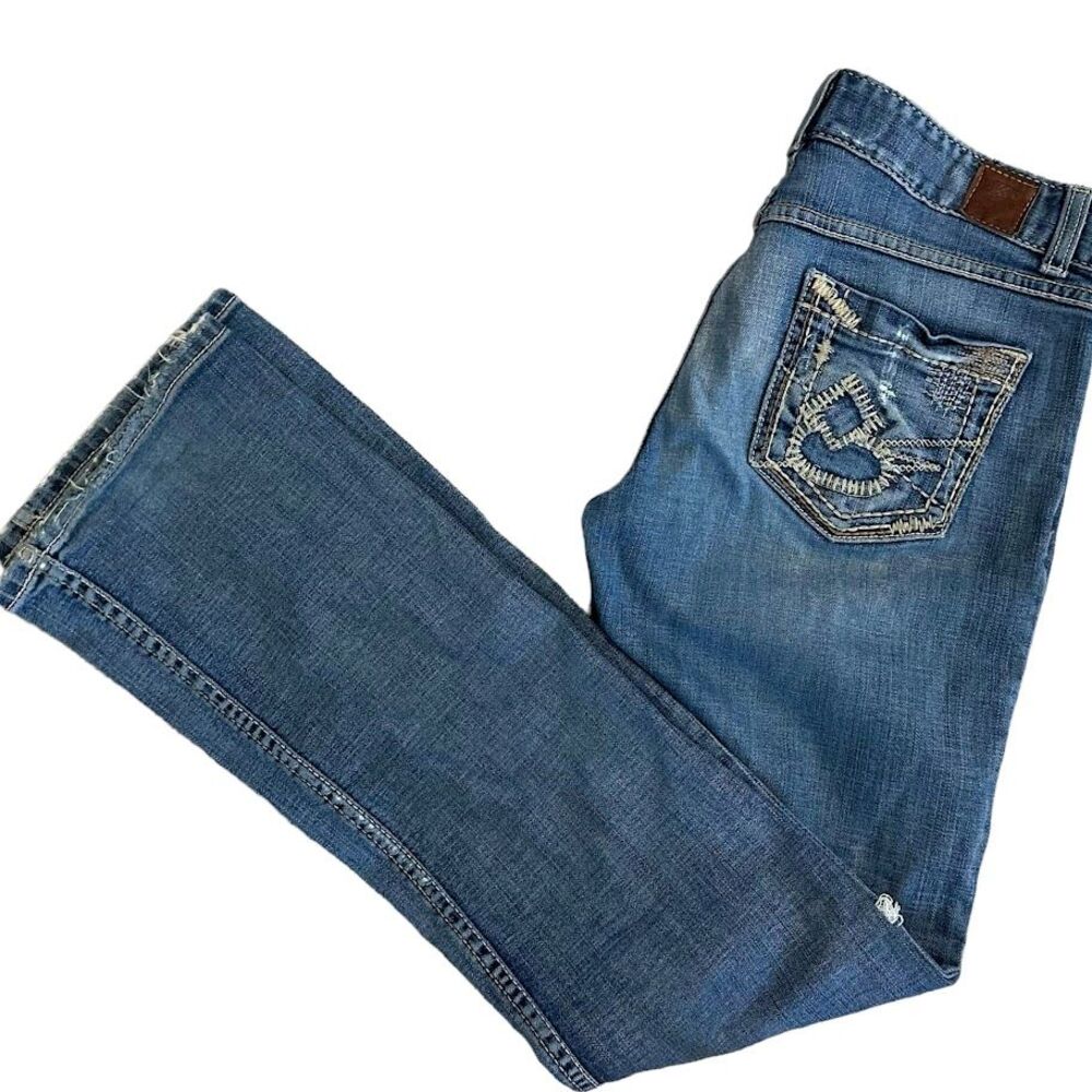 Buckle BKE Denim Culture Stretch Ripped Embroidered Boot Cut Jeans Womens 29 L